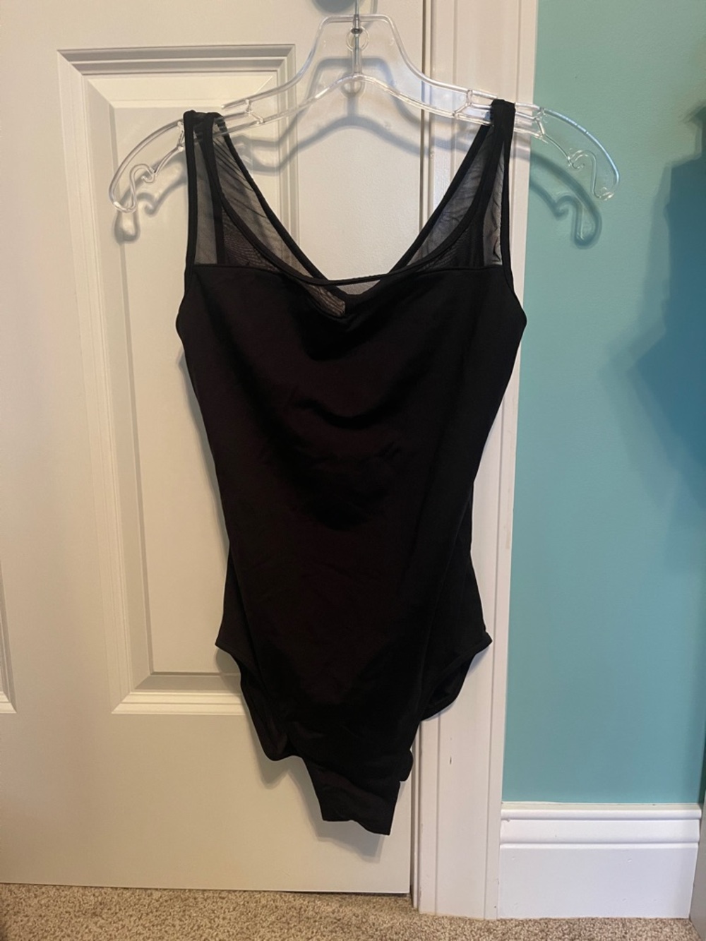 Bloch Black Scoop Neck Bodysuit with Mesh Trim